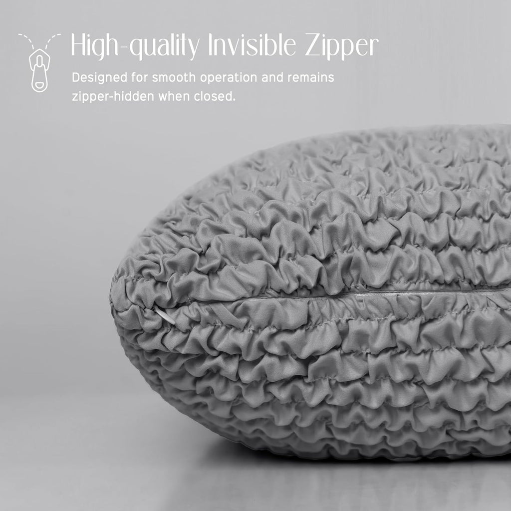 Throw Pillow Covers 18x18 Inch Solid Stretch Fabric Flexible Size Decorative Pillow Covers 20x20 Inch with Hidden Zipper Farmhouse Square Cushion Case for Couch Sofa Bed (Pack of 1, Grey)