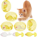 Jecery 5 Pcs Cat Spring Balls Stretchable Springs Toys Rolling Balls Colorful Playful Coils Interactive Spring Action Toy Caged Rats for Kitten Cat Pet Supplies Indoor (Yellow Mouse,Yellow)