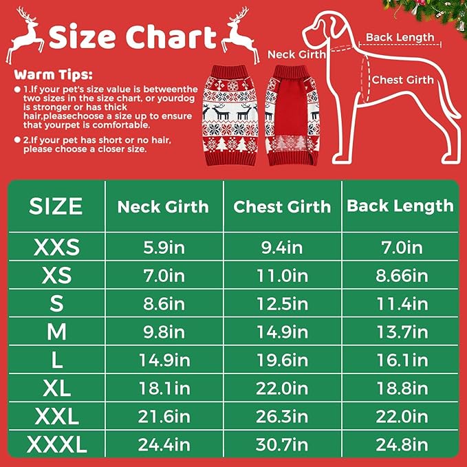 Christmas Dog Sweaters for Small Large Dogs Girl, Soft Warm Pup Dogs Shirt, Turtleneck Dog Sweaters for Medium Large Dogs, Double Knitting Collar for Outdoors Playing L