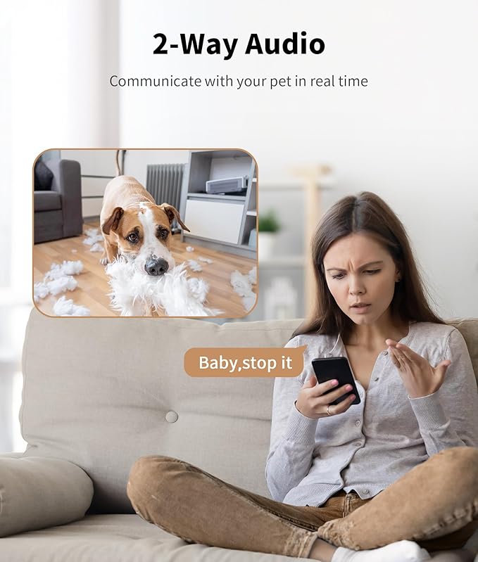 2K Cat Camera Treat Dispenser, AI Photo Album, Pet Camera with 360° Auto Tracking & 5G/2.4G WiFi, 2-Way Talk, Remote Treat Tossing, Motion Alerts for Dogs Indoor, White