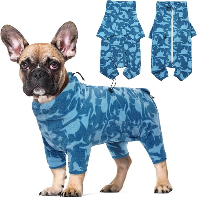 ROZKITCH Dog Shark Outfit, Pet Windproof Warm Cold Weather Jacket Vest with Luminous Zipper, Jumpsuit Apparel Outfit Clothes for Small Medium Large Dog Shark L