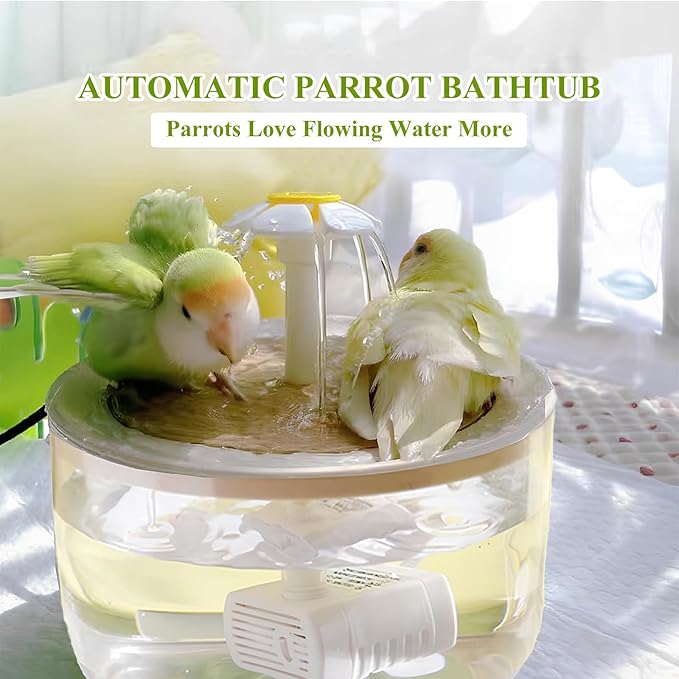 Bird Bath for Parakeets, Automatic Bath for Birds with 2 Leach Sponges, Parrot Automatic Bathing Box Bird Bath Fountains Indoor, Circulating Water Parrot Shower Bathtub for Budgie, Canary, Conure