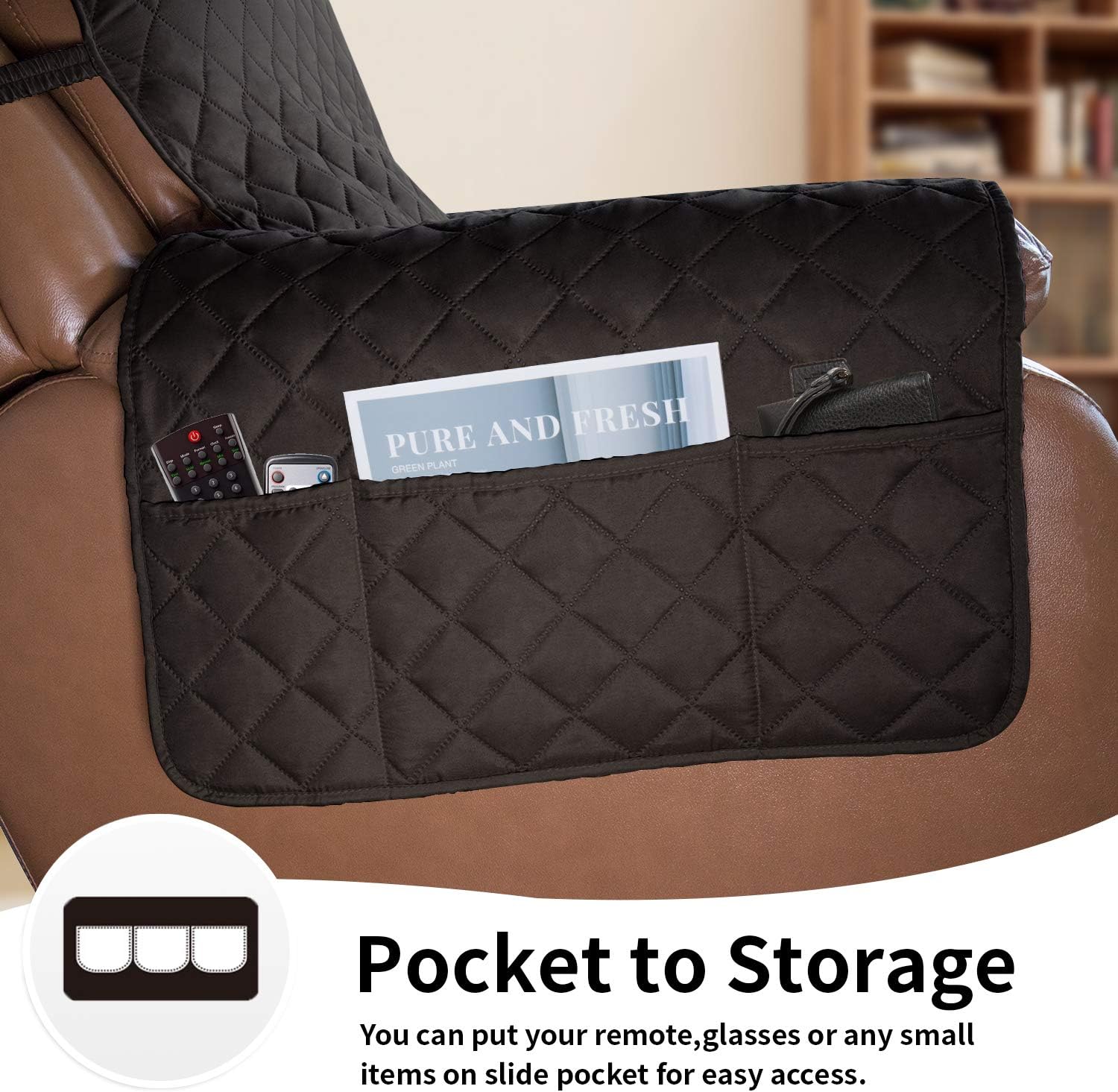 Easy-Going Oversized Recliner Chair Cover Reversible Sofa Cover Water Resistant Couch Cover Furniture Protector with Elastic Straps for Pets Kids Dog Cat (Oversized Recliner, Chocolate/Chocolate)