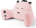 Reading Pillow for Sitting in Bed Couch Teens/Adult, Back Rest Pillow for Sitting Up in Bed with Shredded Memory Foam, Includes Arms and Washable Cover (Pink)