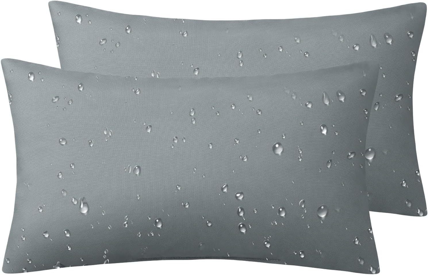 Phantoscope Pack of 2 Premium Dual Usage Outdoor Pillow Inserts, Waterproof Throw Pillows No Cover Needed, Colorful Decorative Couch Sham Cushion Stuffer Patio Couch Tent, Gray 12 x 20 Inches