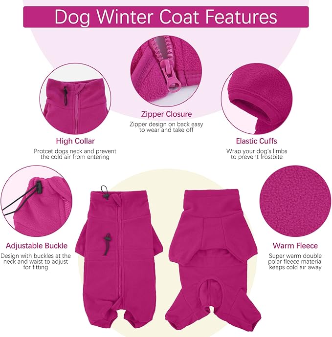 ROZKITCH Pajamas for Large Dogs, Pet Windproof Warm Cold Weather Jacket Vest Cozy Jumpsuit Apparel Outfit Clothes for Small Medium Large Dog Walking Hiking Sleep Pink L