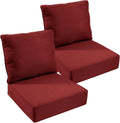Outdoor Chair Cushions Set of 2, Waterproof 24x24 Patio Chair Cushion, 6" Thickened Seat Cushion for Outdoor Furniture, Couch Cushion Replacement, Include 2 Back & 2 Seat Cushions, Thick/Red