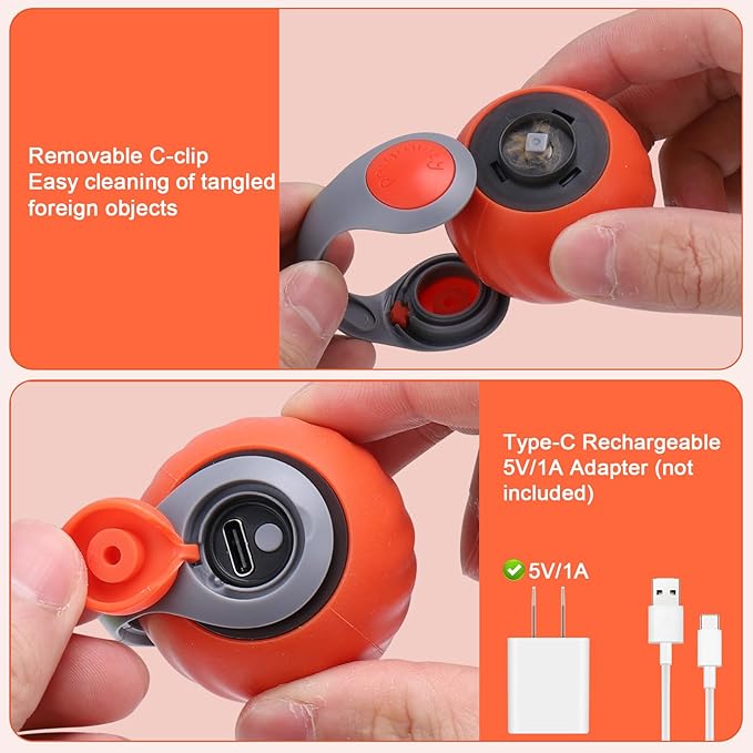 BABORUI 2Pack Orange Interactive Cat Toy Ball - Automatic Interactive Cat Toys for Indoor Cats with 3 Tails, 2 Speeds Rechargeable Enrichment for Small/Medium/Large to Keep Them Busy