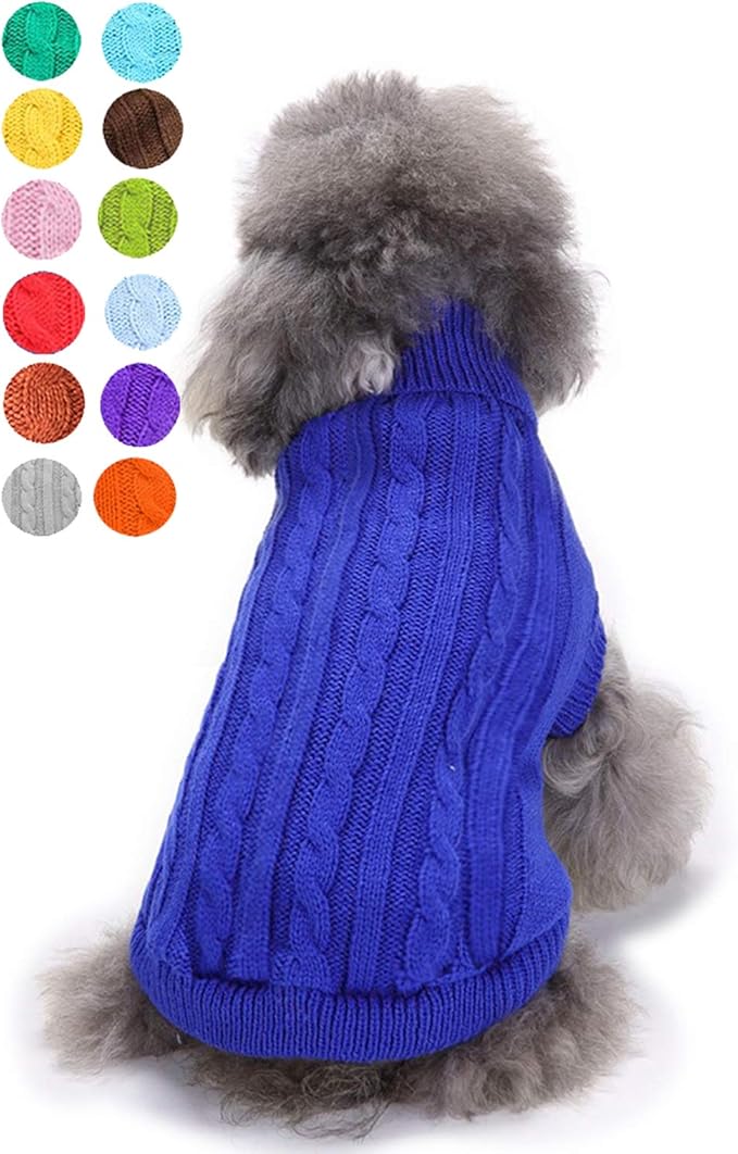Dog Sweater for Small, Medium, Large Dogs - Warm Winter Classic Turtleneck Pet Clothes Coat for Puppies, Cats - Cute Christmas Sweater for Girls and Boys