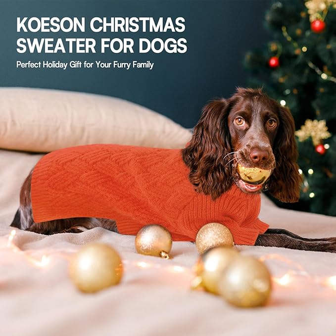 KOESON XS Dog Sweater Girl and Boy, Warm Extra Small Dog Sweater, Thick Halloween Dog Sweaters, Turtleneck Sweaters for Chihuahua, Yorkie, Puppy Winter and Fall Knitwear with Sleeves, Orange, XSmall