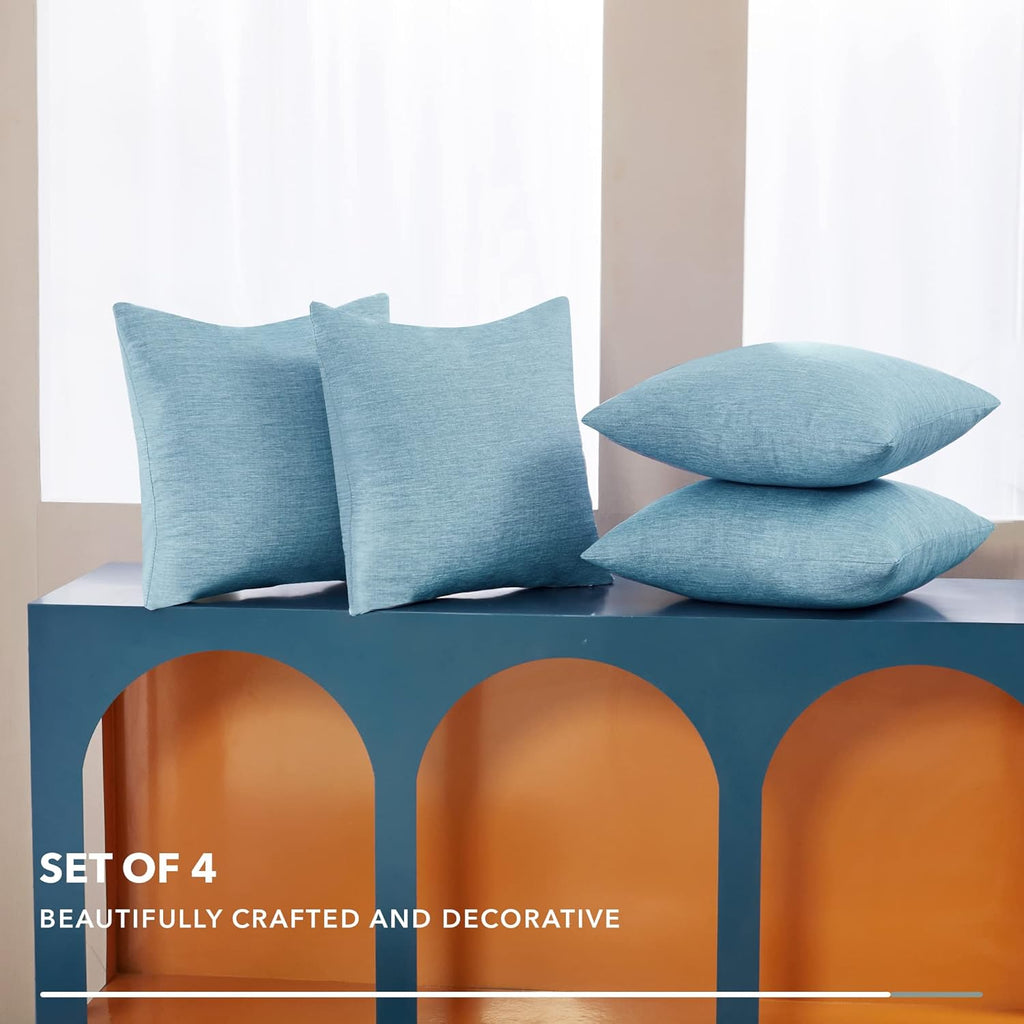 Deconovo Decorative Throw Pillow Covers - Set of 4 Soft Linen Cushion Covers, 20x20 Inch, Green & Machine Washable Pillowcases for Sofa, Bedroom, Living Room Décor, Coral Green,COVERS ONLY, No Inserts