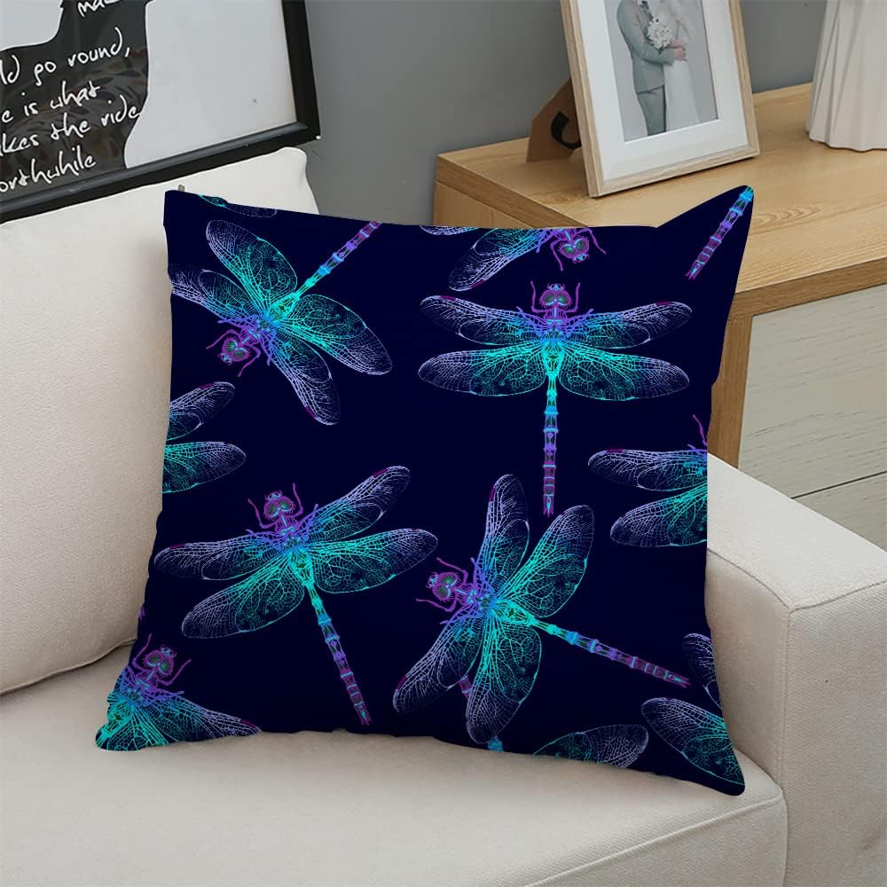 Decorative Square Throw Pillow Covers Dragonfly Couch Sofa Bed Pillow Covers Cushion Cases 18x18 inch