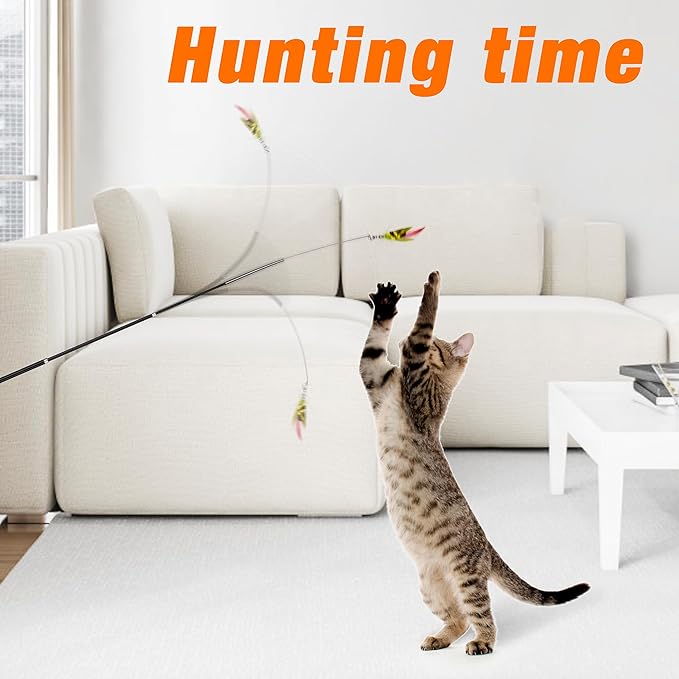 JXFUKAL Cat Feather Toy Refills, 3Pcs Simulation Mini Insects Cat Lures Wand Attachment Replacement for Kitty Kitten Indoor Accessories