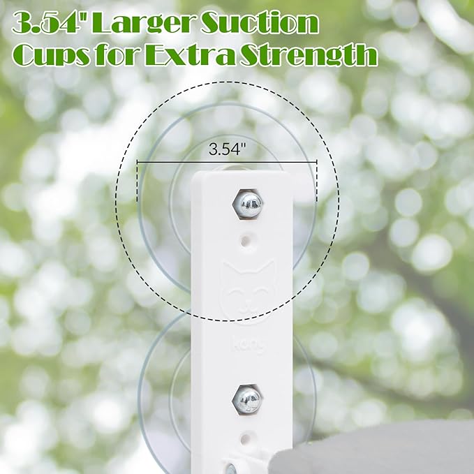 keny Foldable Cat Window Perch with 4 Larger Suction Cups, Cordless Window Bed with Reversible Cover for Cats Inside, Grey