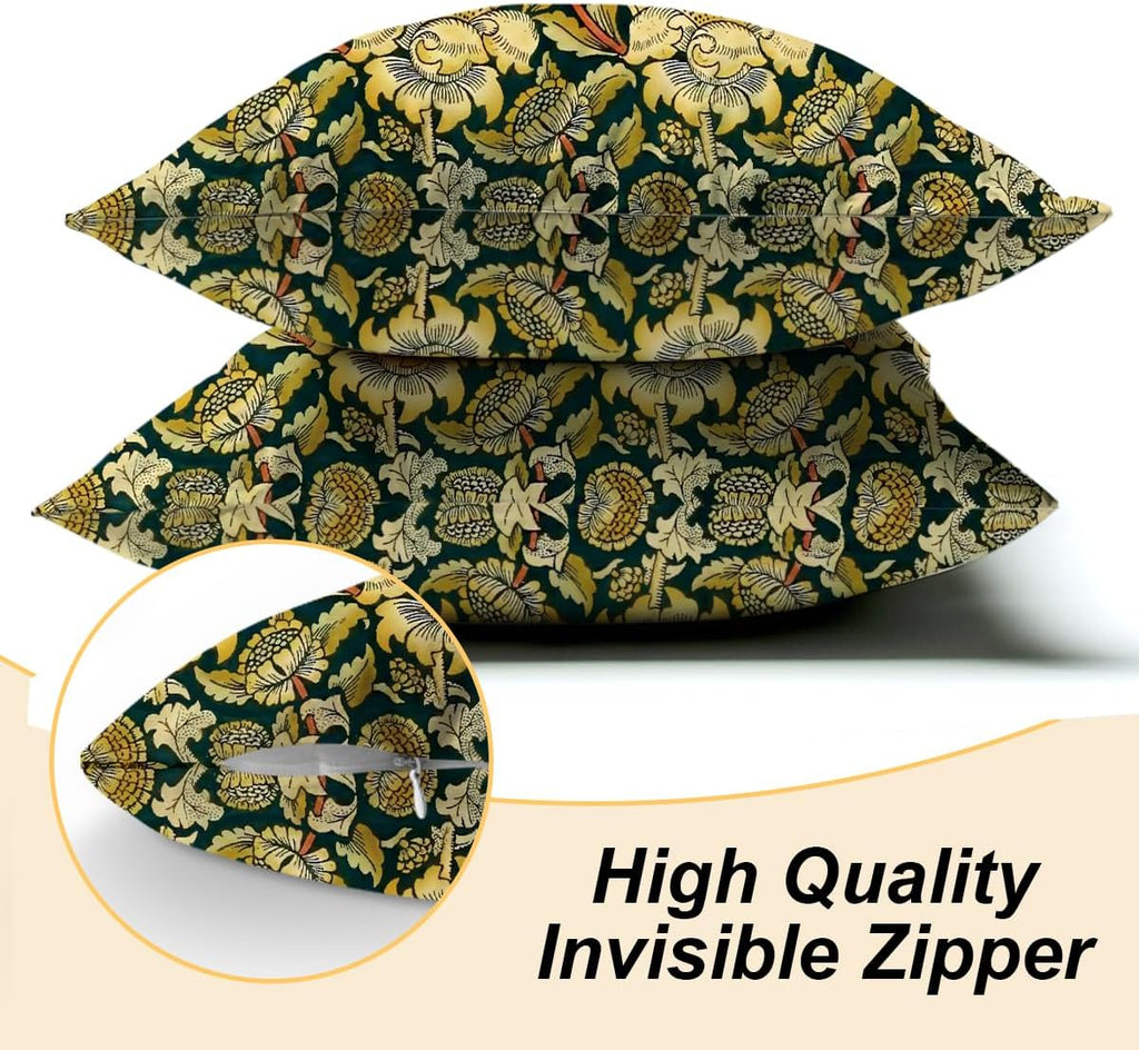 Vintage Flowers Throw Pillow Covers, Set of 2 Floral Pillow Covers, Pillow Covers 18x18, Retro Botanical Bedroom Home Living Room Car Seats Sofa Couch Decor Floral Pillow Cases Pillow Protector