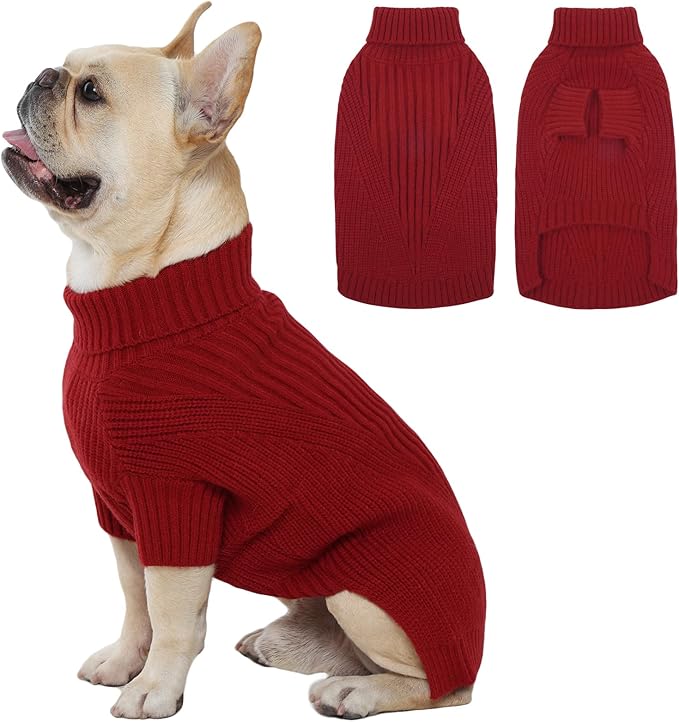 Large Dog Sweater, Soft Dog Sweater Short Sleeves, Turtleneck Sweaters for Dogs Outdoor Playing, Christmas Winter Warm Cold Sweatshirts, Solid Color