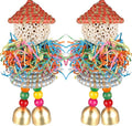 2PCS Bird Toys Parrot Foraging Shredder Hanging Toys Sola Balls with Bell for Small Parrots Parakeets Cockatiel Conures Love Birds Budgie Cage Toy