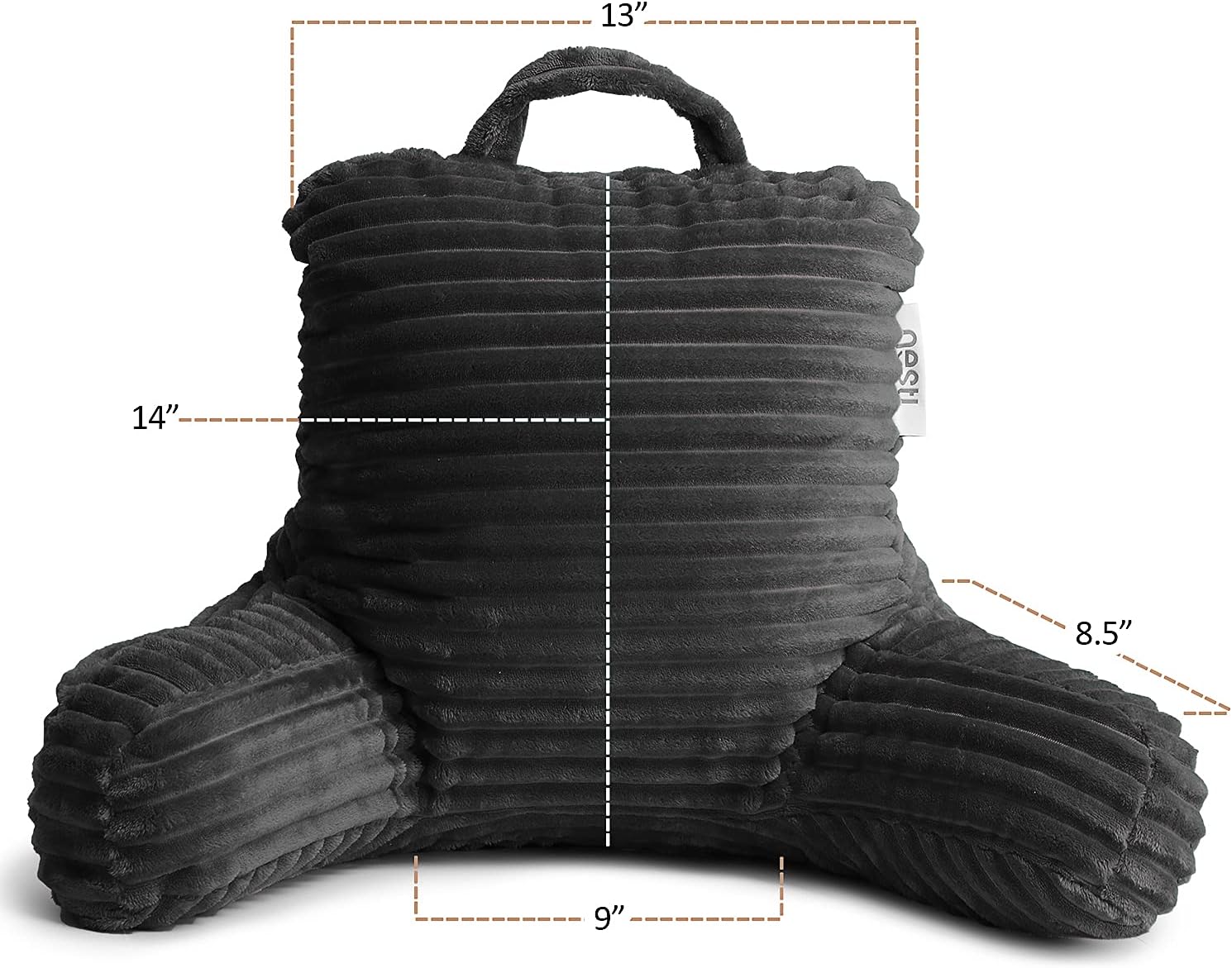 Nestl Reading Pillow for Kids & Teens with Shredded Memory Foam, Luxe Cut Plush Backrest Pillows for Reading and Gaming, for use on Couch, Bed, Floor, Adjustable Support with Washable Cover Dark Grey