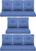 8-Piece Outdoor Patio Cushion Set - Fade & Water Resistant with Removable Olefin Cover, 22x24x4 Inch Memory Foam Cushions for Wicker Sectional Sofa – Blue/Buckle