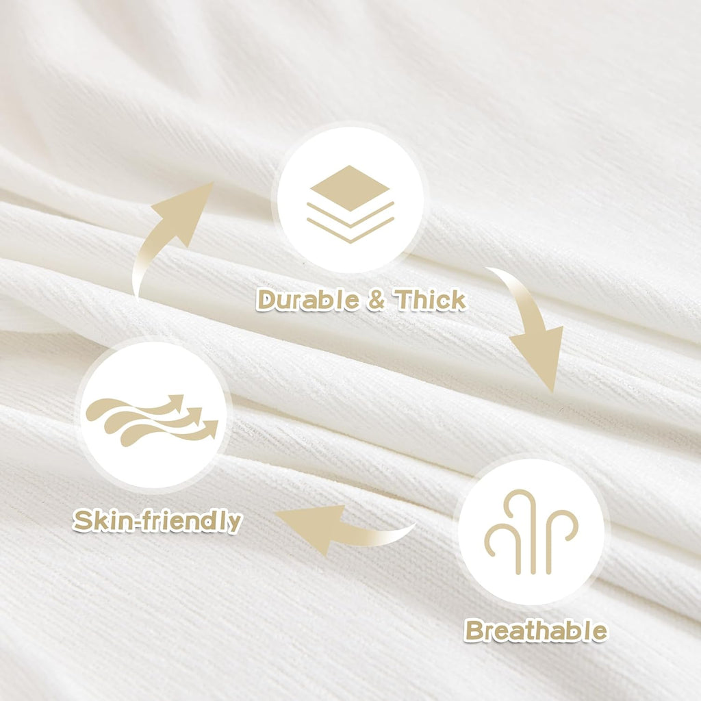 MYSKY HOME Chair Couch Covers - Sectional Couch Covers for Pet, Non Slip Soft Couch Cover, Washable Furniture Protector with Tassel Sofa Throws, Living Room, 71"x91", White