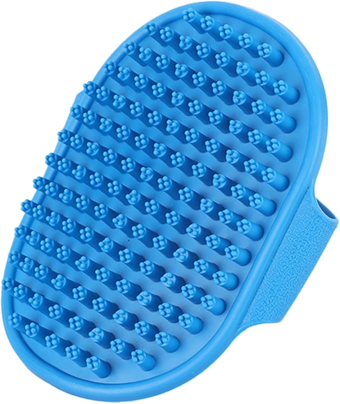 Ultra-Soft Pet Grooming Brush with Adjustable Ring - Ideal for Dogs & Cats of All Hair Types - Bath, Shower & Massage Tool (Blue, 1-Pack)