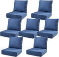6" Thick Outdoor Cushions 22x24x6, 7-Set Deep Seat Patio Cushions with Removable Cover, Waterproof & Fade Resistant Replacement for Wicker Chair, Loveseat, Sofa - Blue