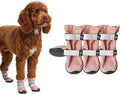 Spark Paws Dog Shoes, Waterproof Dog Boots for Medium to Large Dogs, Non Slip, Breathable Dog Booties and Paw Protectors - 4PCS Doggie Hiking Boots with Reflective Straps - Pink - Size 4