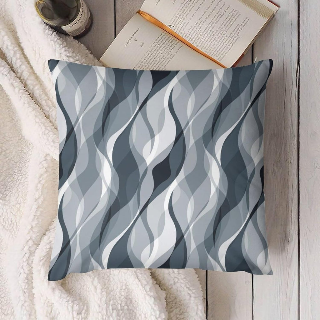 Blue Throw Pillow Covers Modern Abstract Blue and Grey Striped Decorations for Bedroom Living Room Farmhouse Sofa Pillows Bed Couch 18x18 Inch