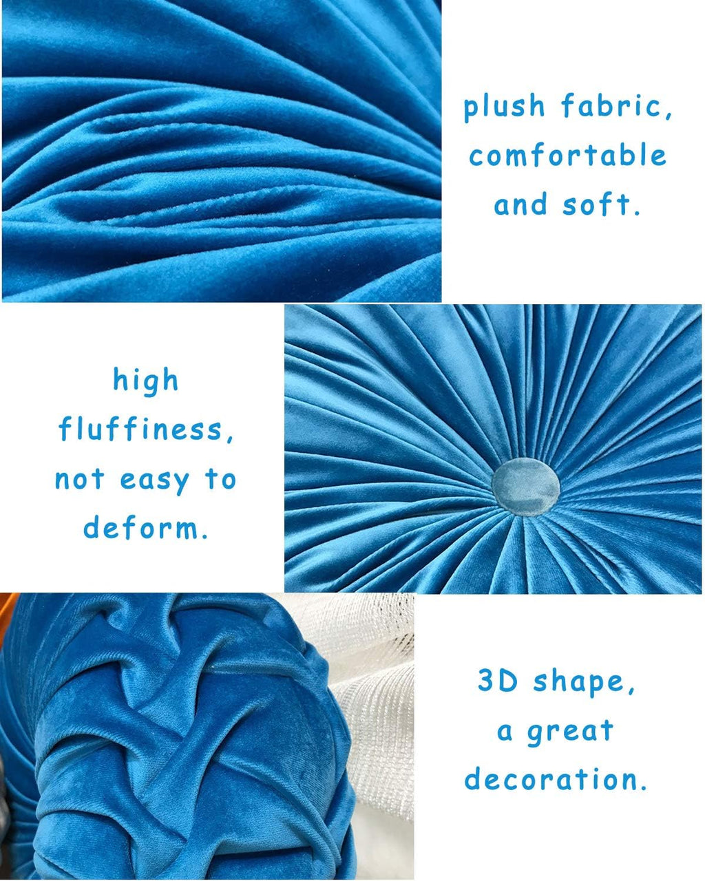 HLOVME Throw Pillow for Couch Decorative 3D Pumpkin Round Velvet Cushion for Sofa Bed Chair Floor 15"X15", Dark Green