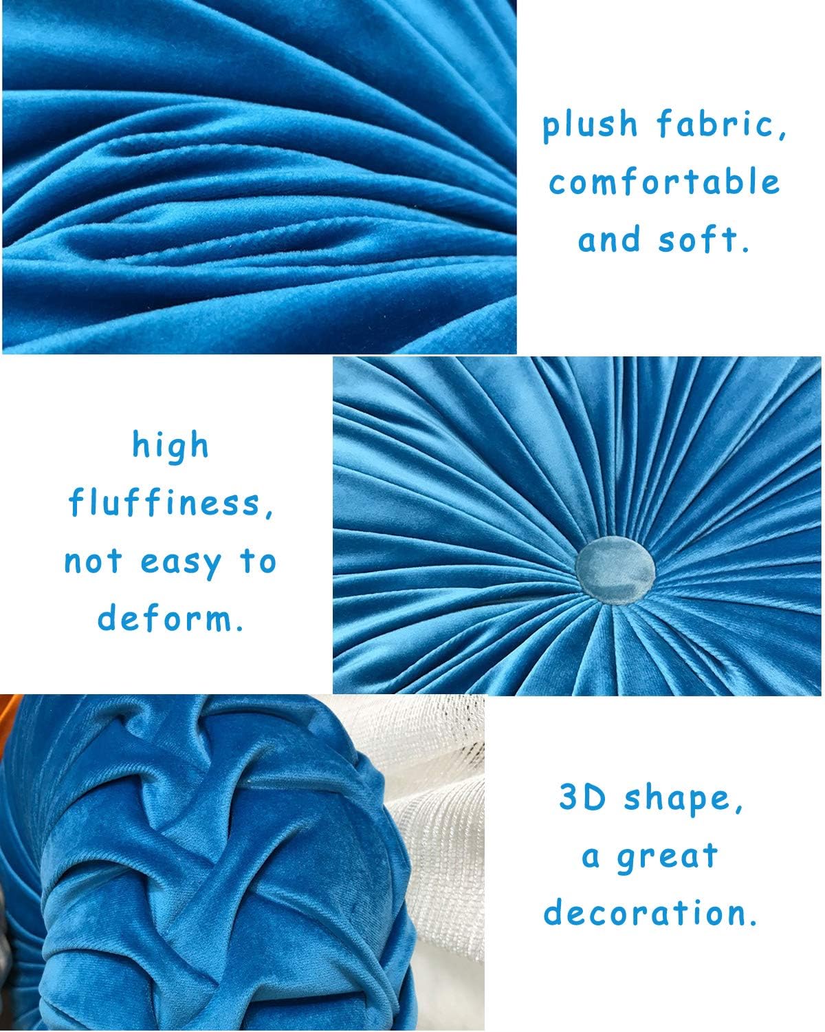 HLOVME Throw Pillow for Couch Decorative 3D Pumpkin Round Velvet Cushion for Sofa Bed Chair Floor 15"X15", Dark Orange