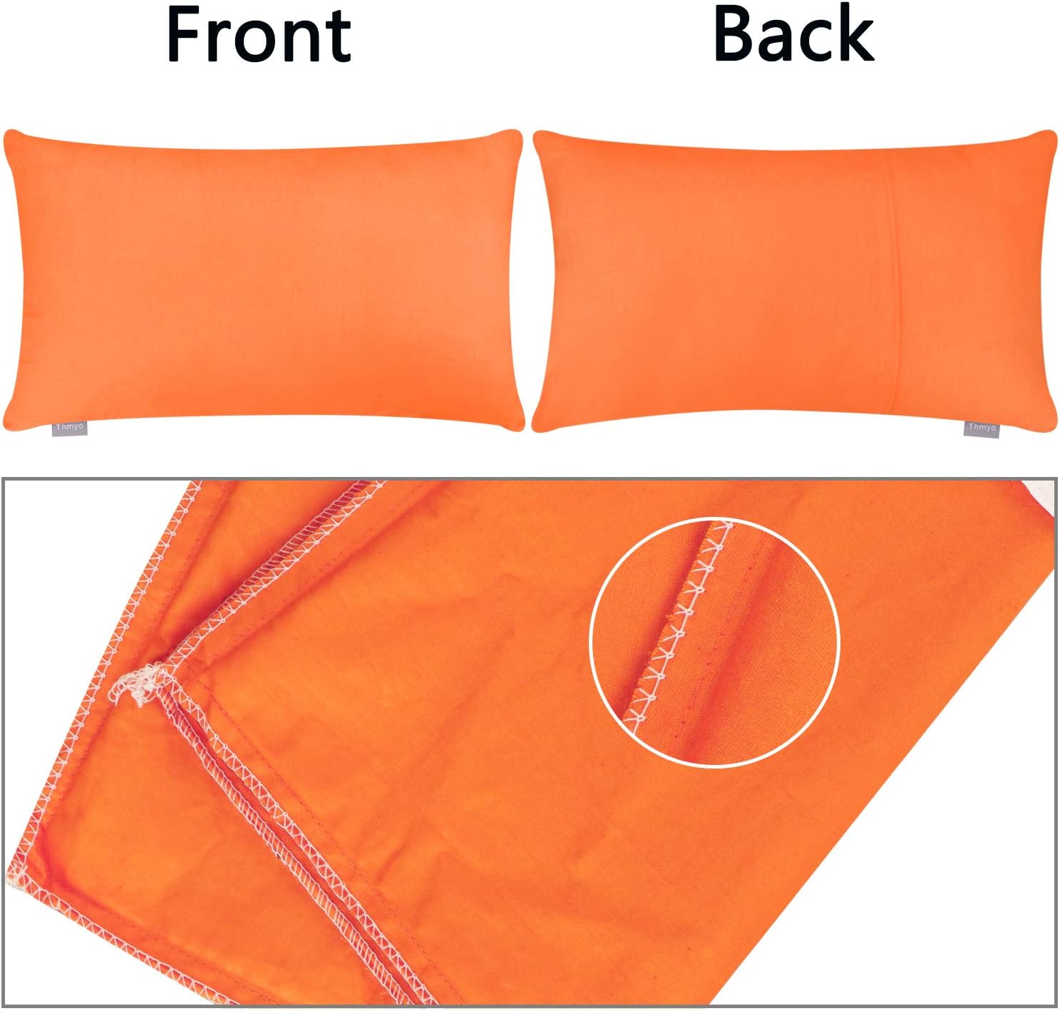 Thmyo 4-Pack 100% Cotton Lumbar Comfortable Solid Decorative Throw Pillow Case Rectangle Cushion Cover Sublimation Blank Pillow Covers Halloween DIY Throw Pillowcase(12x20inch/30x50cm,Orange)