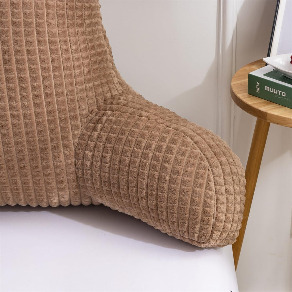 Holawakaka Adults Reading Pillow with Arms, Backrest Reading & Rest Pillows for Sitting Up in Bed, Bed Rest, Lounging, Working on Laptop,Arms Back Support Cushion for Men Women Teens,Khaki