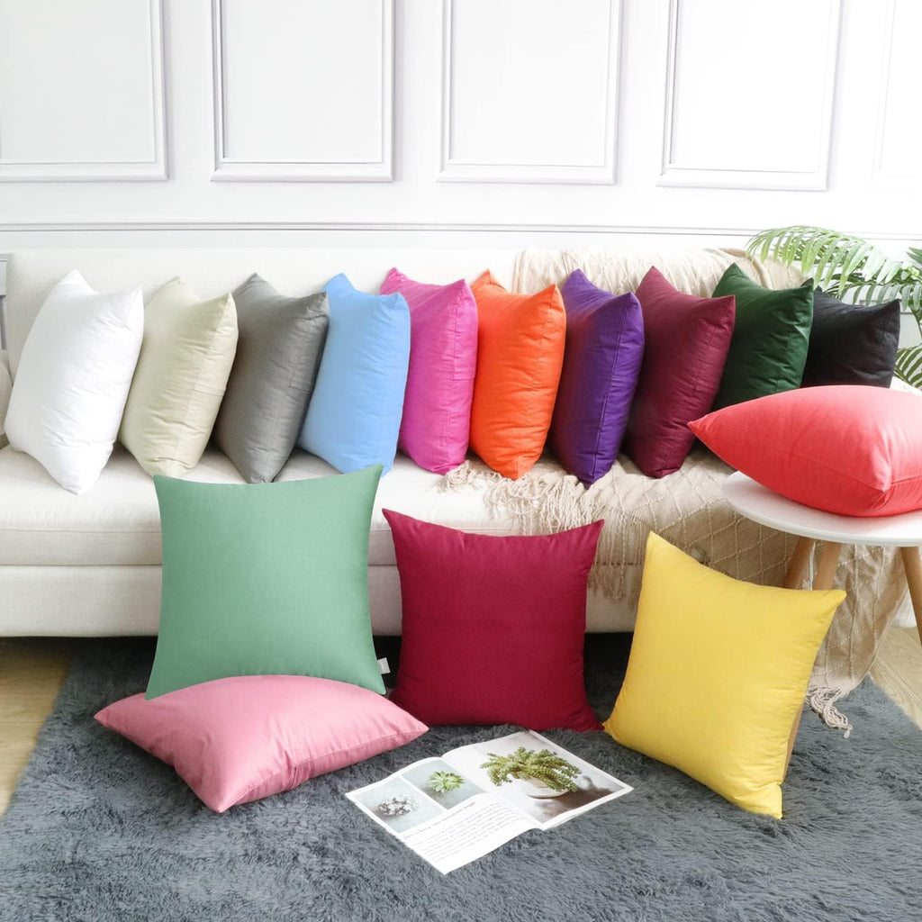 Thmyo 4-Pack 100% Cotton Comfortable Solid Decorative Throw Pillow Case, Square Cushion Cover Pillowcase Sublimation Blank Pillow Covers DIY Throw Pillowcase for Sofa(20x20 inch/ 50x50cm,Mist Green)