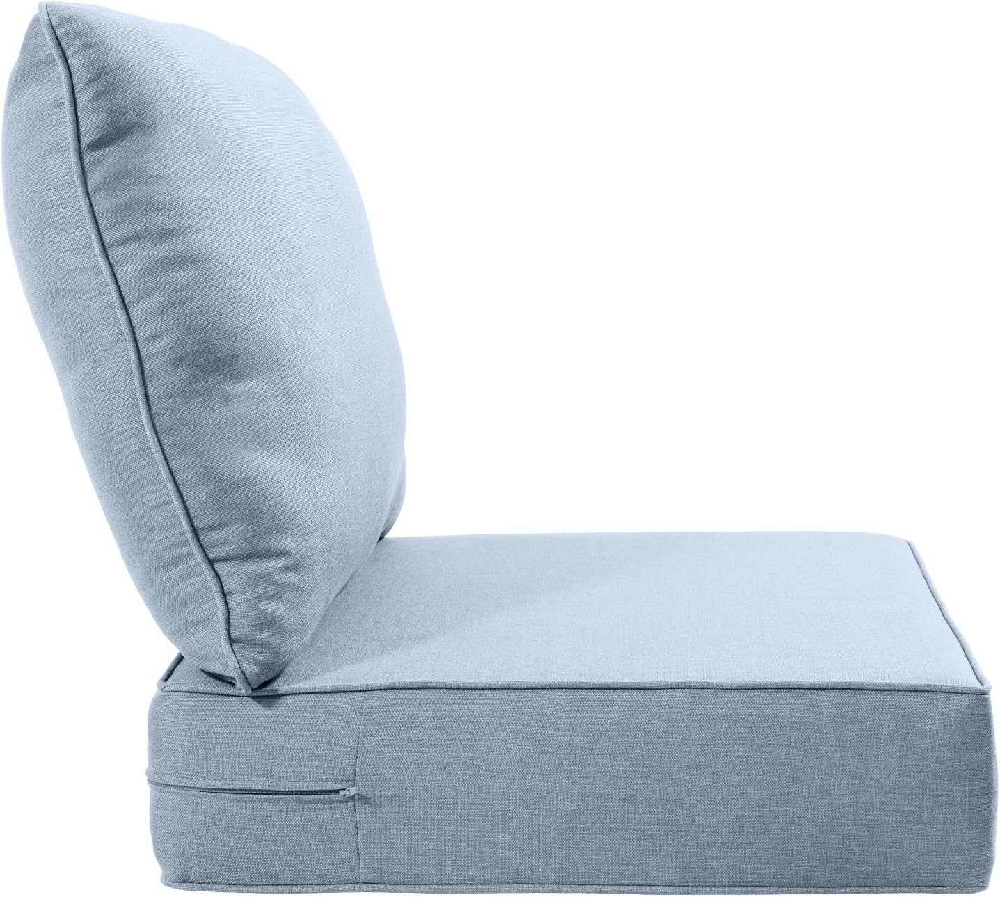 Luxury 24x24x6 Inch Outdoor Deep Seat Cushions Set of 6 - Comfortable Patio Zipper Chair Cushion for Outside Wicker Dining Rocking Swivel Chairs Loveseat Couch Sectional Sofa - Baby Blue