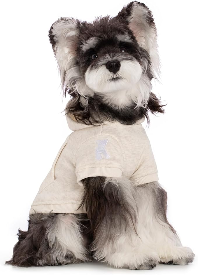 Koneseve Dog Hoodie Fleece, Cat Sweater Warm with Pocket - Soft Clothes for Daily Wear, Basic Hooded Sweatshirts, Winter Coat Clothing, Comfort Tee Shirt Fit for All Breeds Pet - Beige - 4XL