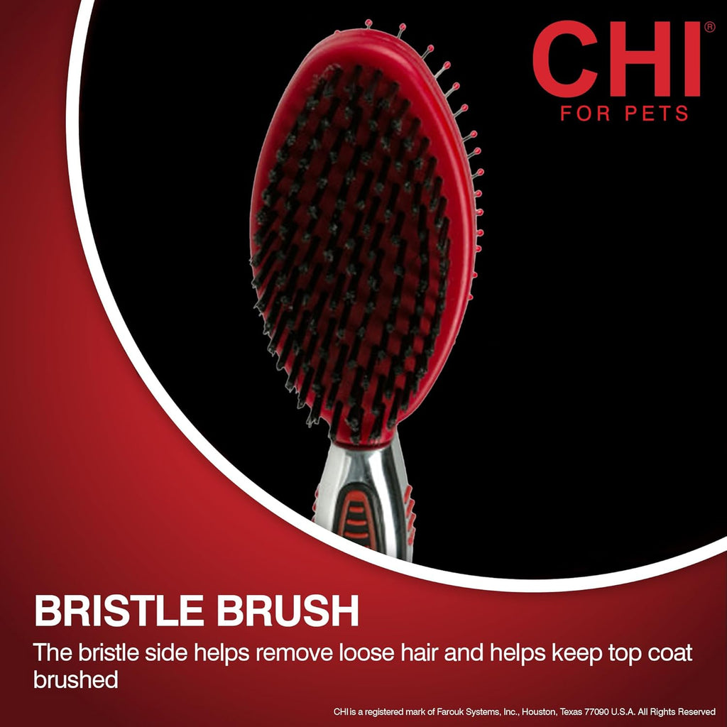 CHI Double Sided Grooming Brush for Dogs & Puppies | 2-in-1 Pin and Bristle Brush for All Coats