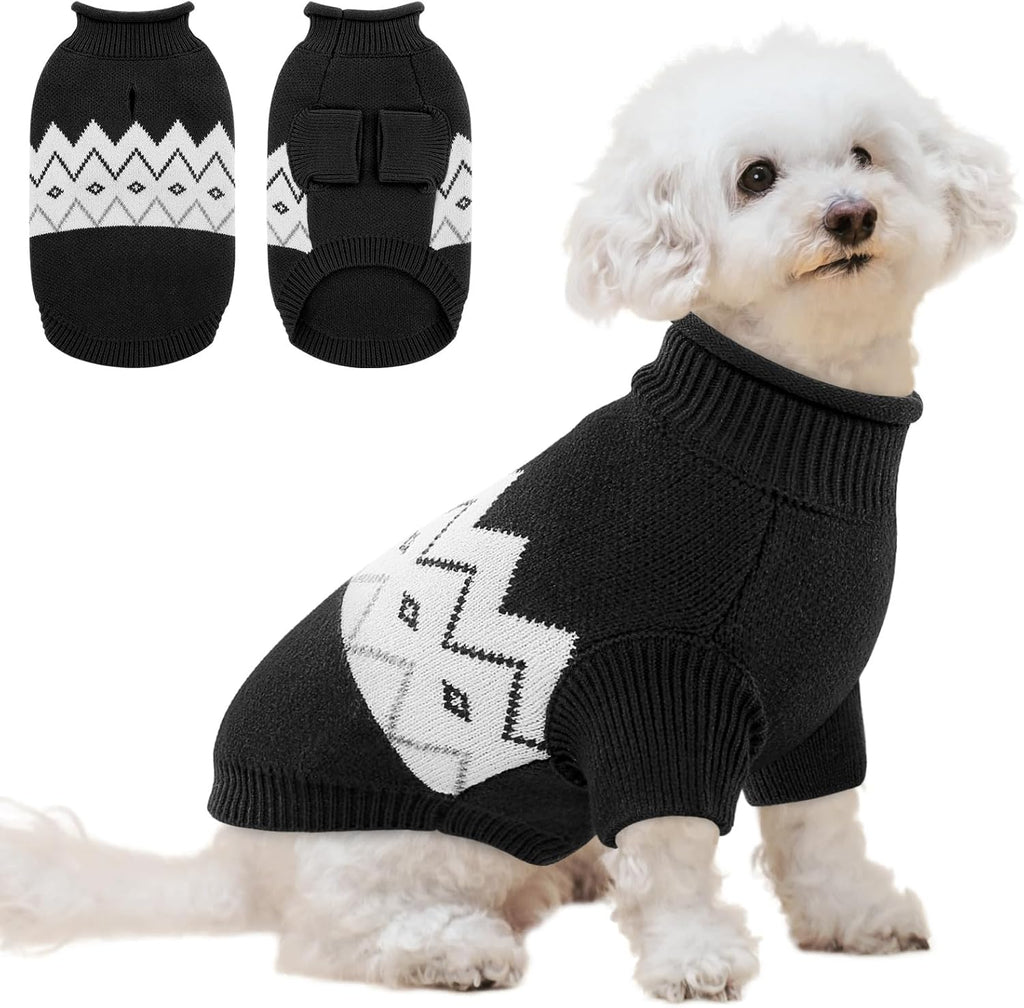 Queenmore Warm Dog Sweater, Soft Pet Knitwear, Knitted Pullover, Winter Pet Clothes for Small Medium Dogs Cats