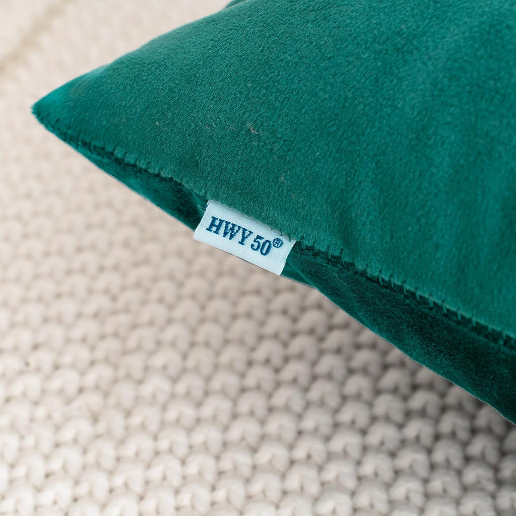 HWY 50 Teal Velvet Rectangular Throw Pillow Covers 12x20 Inch, Pack of 2 Soft Cozy Solid Decorative Luxury Cushion Cases for Couch Sofa Bed Living Room Bedroom