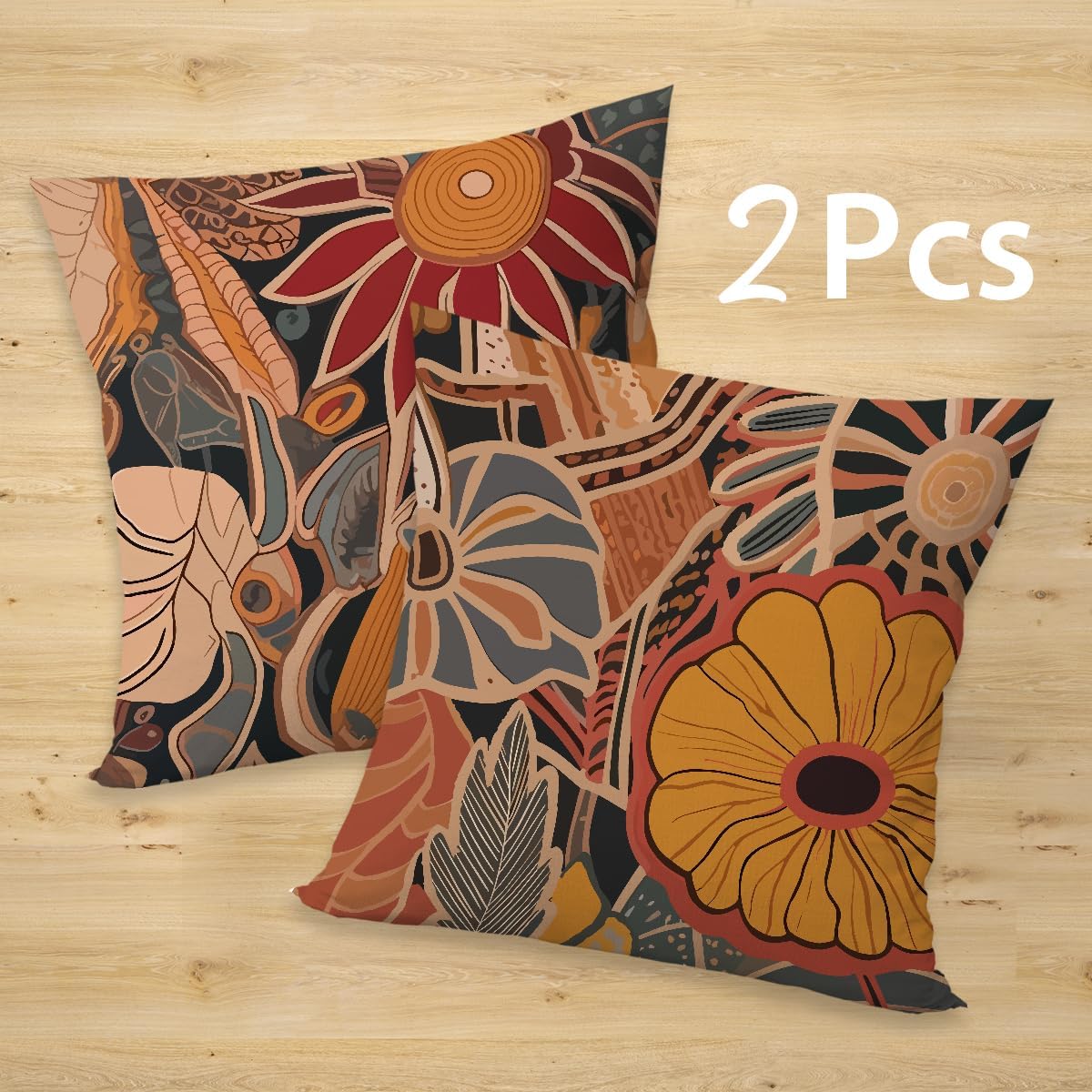 2 Pcs Abstract Art Colorful Mid Century Modern Throw Pillow Covers, Fall Boho Floral Geometric Minimalist Pillow Covers for Couch Sofa Bed Bedroom Apartment Dorm Living Room Office Home Decor