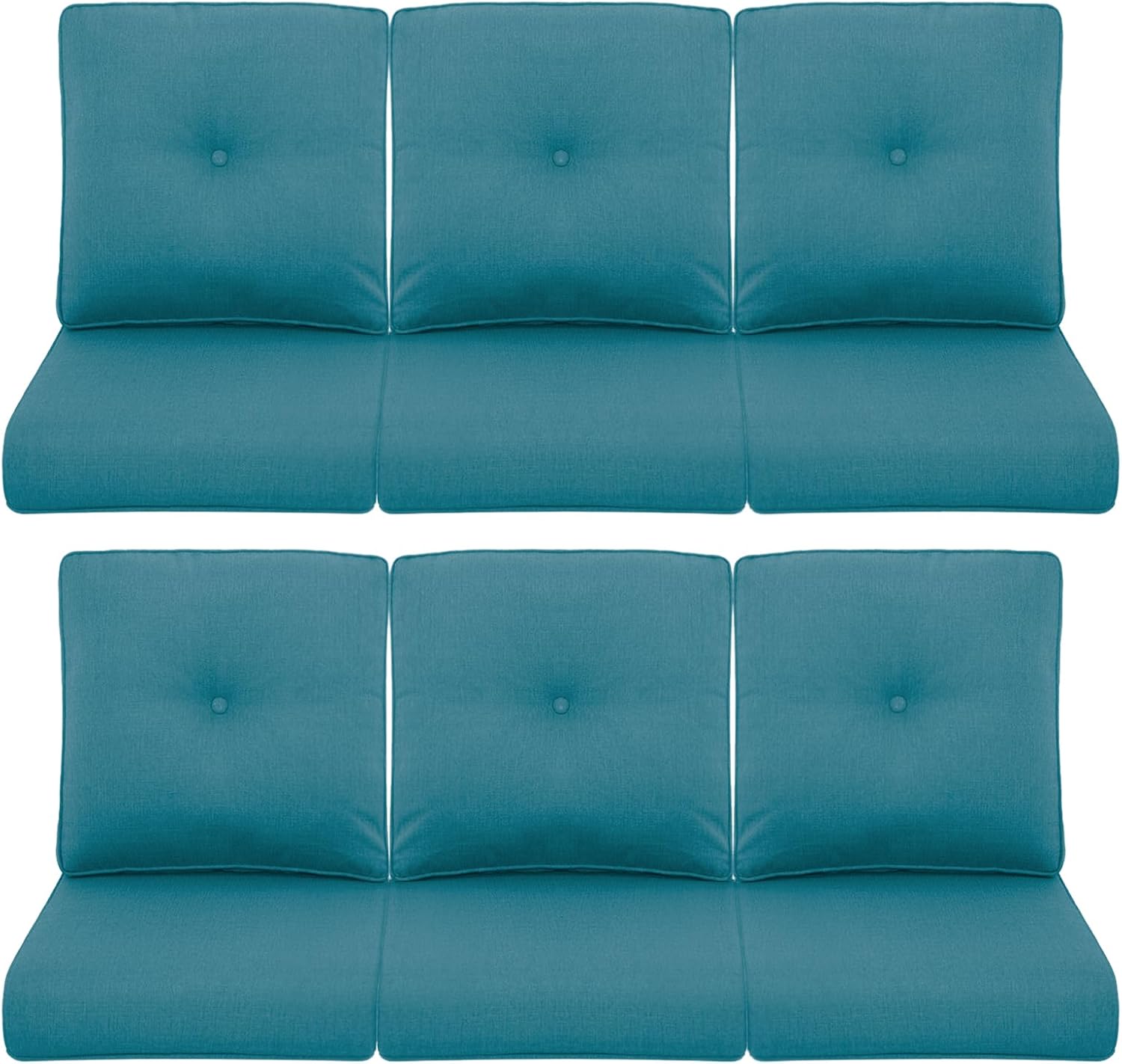 Patio Chair Cushions 6 Packs - Outside High Back Thick Water-Resistant Cushion 22x24 for Outdoor Glider Rocking Chairs Loveseat 3-Seater Couch Sofa – Peacock Green/Buckle