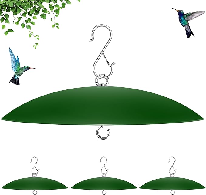 13" Bird Feeder Rain Cover,Bird House Dome,Hummingbird Feeder Guard, Proof for Shepherd's Hook Outdoors, (Green), 4Pack