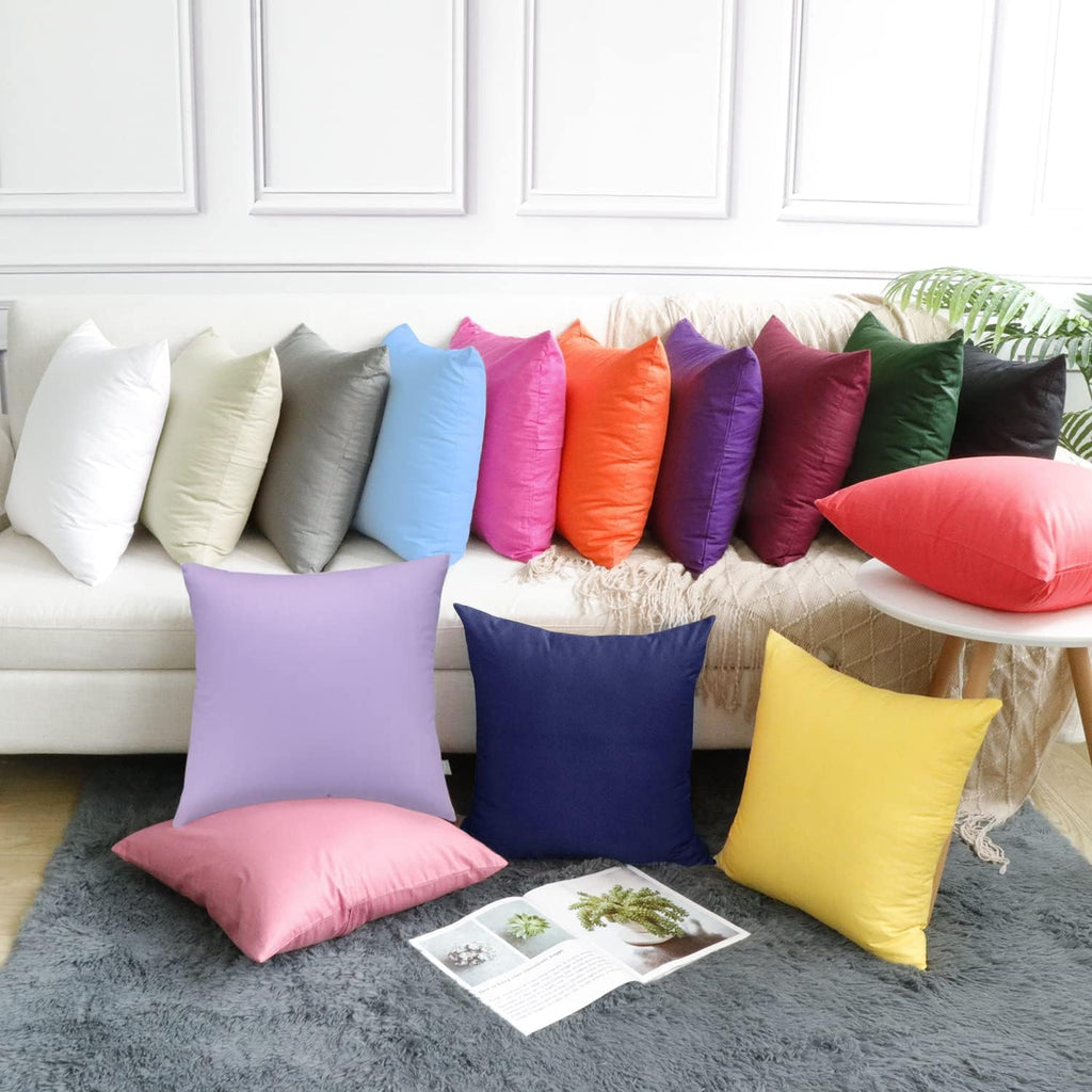 Thmyo 4-Pack 100% Cotton Comfortable Solid Decorative Throw Pillow Case Square Cushion Cover Pillowcase Sublimation Blank Pillow Covers Halloween DIY Throw Pillowcase(18x18inch/45x45cm,Dark Blue)