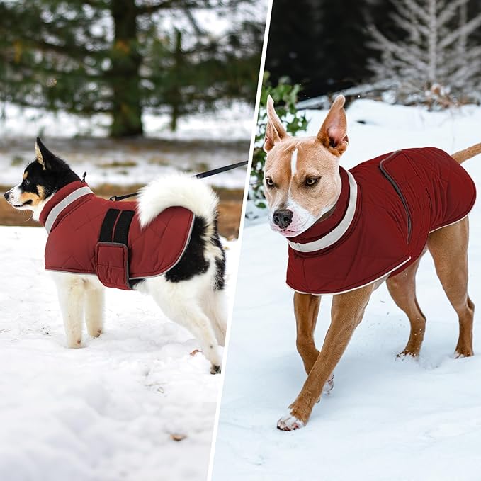 Dog Winter Coat Warm Padded Puppy Jacket Windproof Water Resistant Clothes for Small Medium Large Pets Christmas Sweater Outfit Vest(Red, XL)