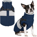 SUNFURA Small Dog Coat with Harness Built in, Warm Dog Jacket Winter with Zipper On Back, Waterproof Pet Snow Jacket Snowsuit Pet Sweater Clothes for Puppy, Blue XS