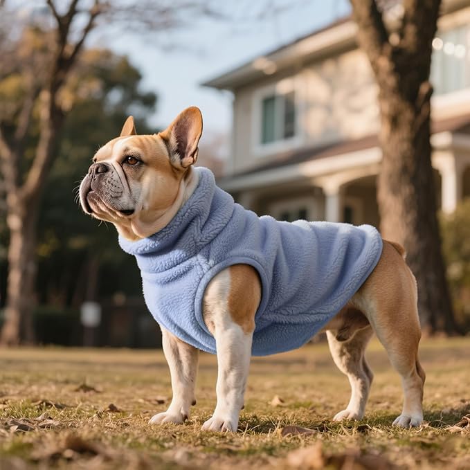 Idepet Dog Fleece Vest Sweater Zip Up Warm Pullover Dogs Jacket with D-Ring Leash Winter Cold Weater Coat Pet Sweatershirt Clothes Hoodie for Small Medium Dogs Boy Girl(Sky Blue,XXL)