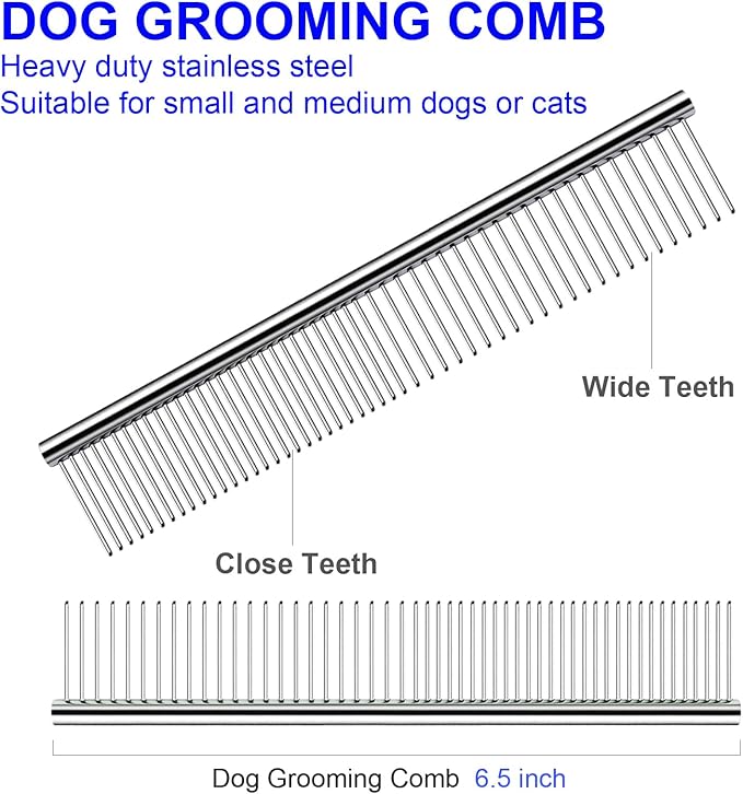 Professional Dog Grooming Scissors Kit, Titanium Coated Dog Scissors for Grooming, Grooming Shears Kit - Thinning, Curved Scissors and Comb for Dog Cat Pet (Blue 4 in 1)