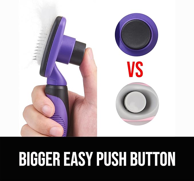 Self Cleaning Slicker Brush for Dogs& Cats, Skin Friendly Grooming Brush for Shedding Long&Short Haired Dogs& Cats, Deshedding Pet Supplies Accessories, Purple