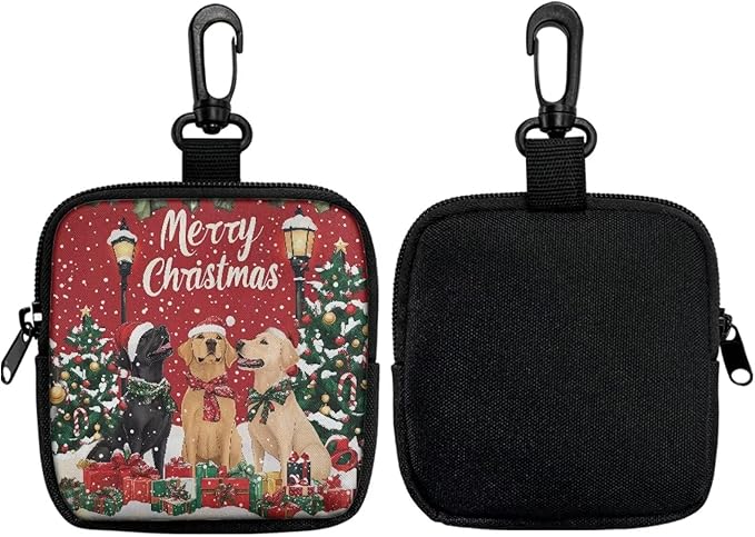 KEIAHUAN Christmas Dogs Hands Free Dog Treat Bags Training Pouch Puppy Training Small Bag with Carabiner Phone Pocket Small Coin Purse Change Pouch