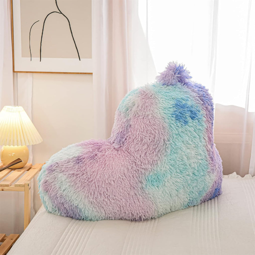 Aimuan Reading Pillow Bed Rest Wedge Large Adult Backrest Pillow with Arms Back Support for Sitting Up in Bed Cushion Incline Rest Sleeping Snoring Pillow, Blue-Purple, Large