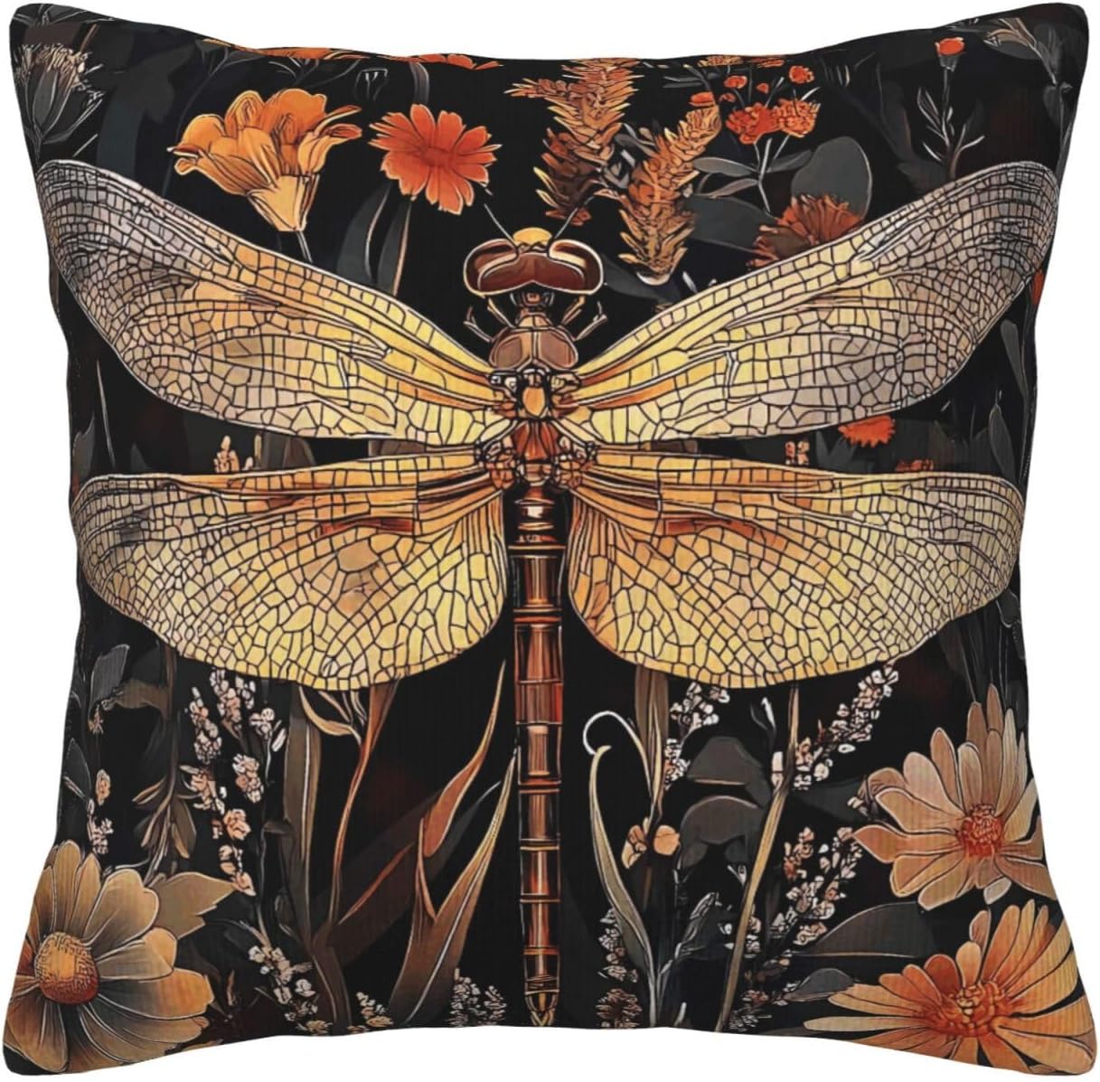 William Morris Abstract Vintage Floral Dragonfly Design 18x18 inches Throw Pillow Covers Square Pillowcases Decor for Bed Couch Sofa Living Room Cushion Covers